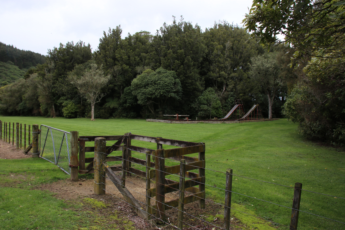 Ballance Domain playground view from the road, 2019