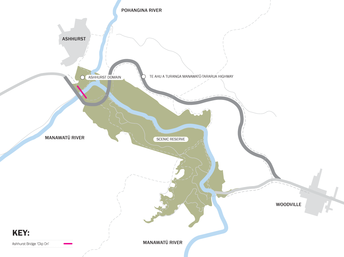 Map of proposed Ashhurst Bridge clip on project area