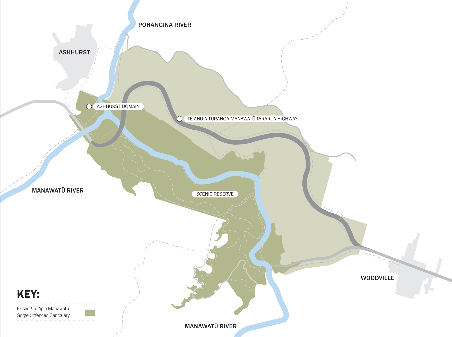 e2-map Map of Te Āpiti Manawatū Gorge Unfenced Sanctuary project area