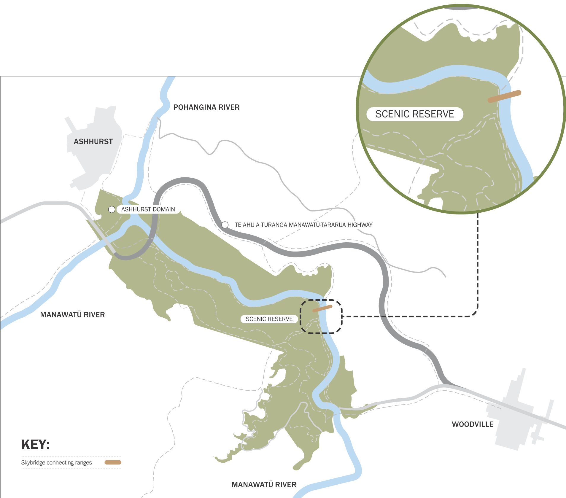 Map of proposed Skybridge Connecting Ranges project area
