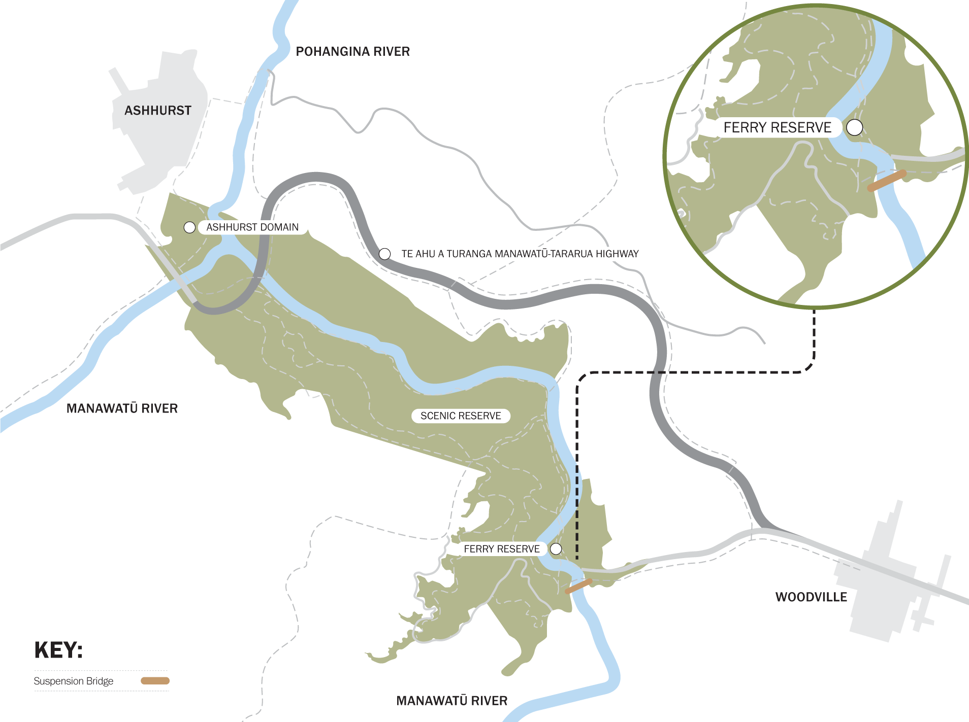 Map of proposed suspension bridge project area